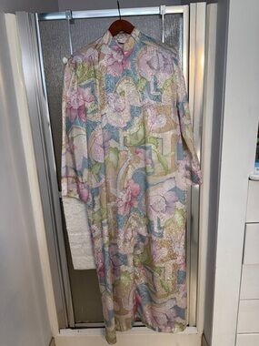 Mary McFadden Pastel Floral-Print half zip rob